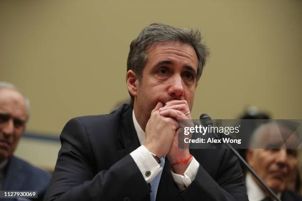 Michael Cohen, former attorney and fixer for President Donald Trump, gets emotional listening to Rep. Elijah Cummings give his closing statement...