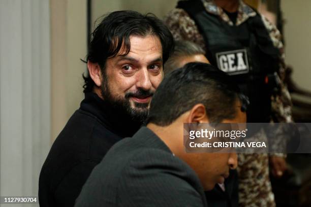 Paul Ceglia, who claimed to own half of Facebook, attends a hearing in Quito on February 27, 2019. - An Ecuadorean court denied Ceglia's writ of...