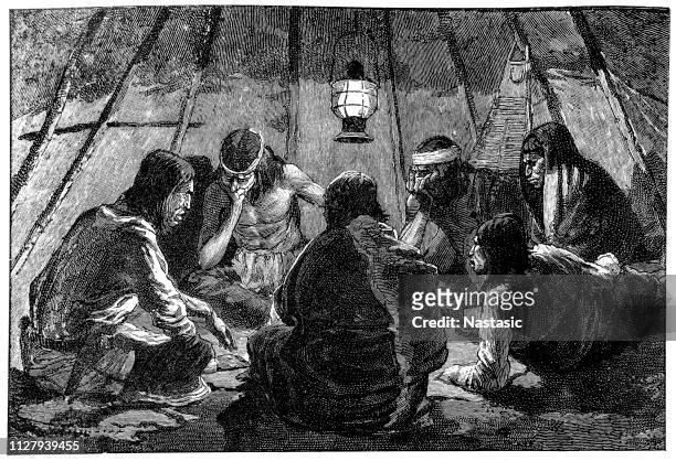 indians from apache territory playing the game of chance monte - apache ethnicity stock illustrations