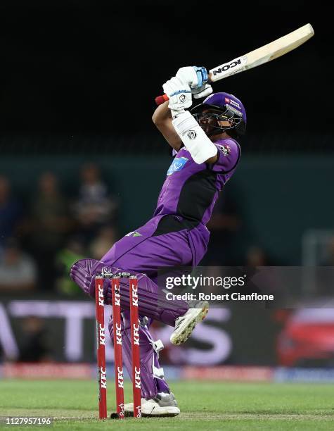 Clive Rose of the Hobart Hurricanes bats during the Hurricanes v Renegades Big Bash League Match at Blundstone Arena on February 07, 2019 in Hobart,...