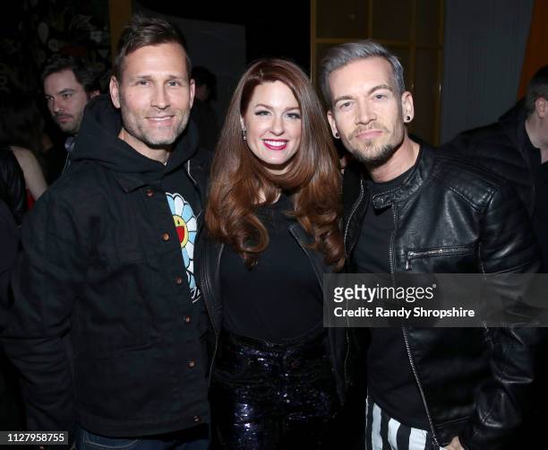Kaskade, Hilary Roberts and Damon Sharpe attend Reed Smith Grammy Party at Nightingale Plaza on February 06, 2019 in Los Angeles, California.
