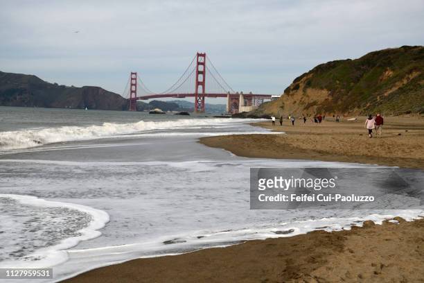golden gate bridge of san francisco, california, usa - baker beach stock pictures, royalty-free photos & images