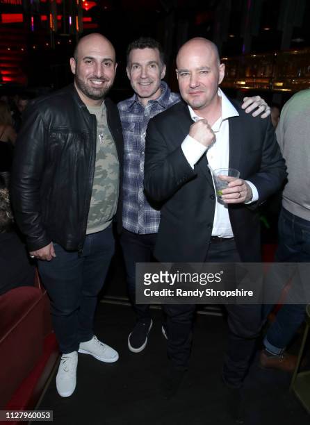 Josh Klein, Ed Shapiro and Stephen Sessa attend Reed Smith Grammy Party at Nightingale Plaza on February 06, 2019 in Los Angeles, California.