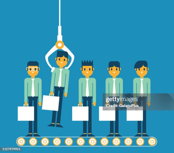 crane picking up businessman - claw stock illustrations