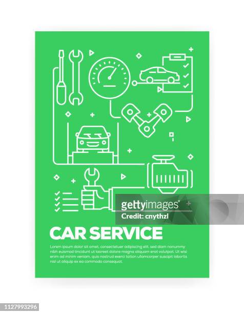 car service concept line style cover design for annual report, flyer, brochure. - auto repair shop background stock illustrations