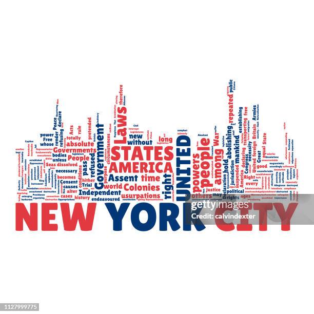 new york city silhouette word cloud declaration of independence - time square stock illustrations