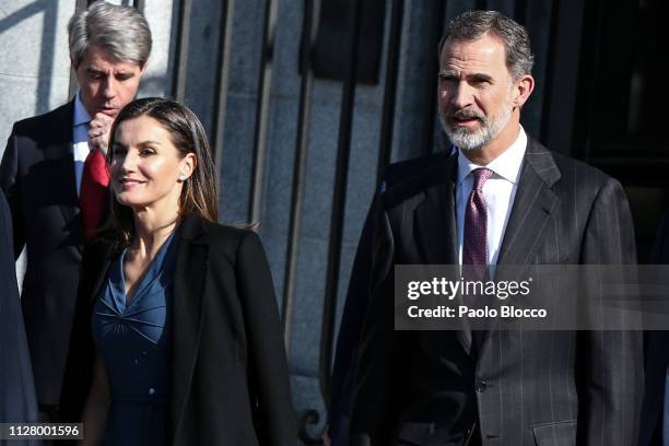 Queen Letizia of Spain and King Felipe VI of Spain are seen on February 07, 2019 in Madrid, Spain.