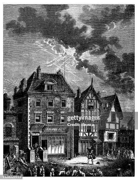 Lightning Rod Inventor 213 Benjamin Franklin Drawing Stock Photos, High-Res Pictures, and ...