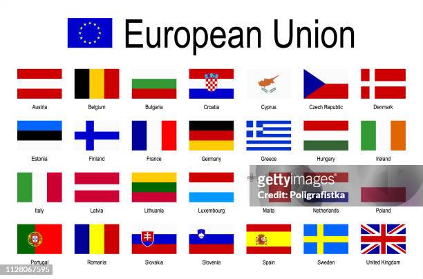 alle eu-flaggen-icon-set - alphabetisch - vektor-illustration - international flags stock-grafiken, -clipart, -cartoons und -symbole