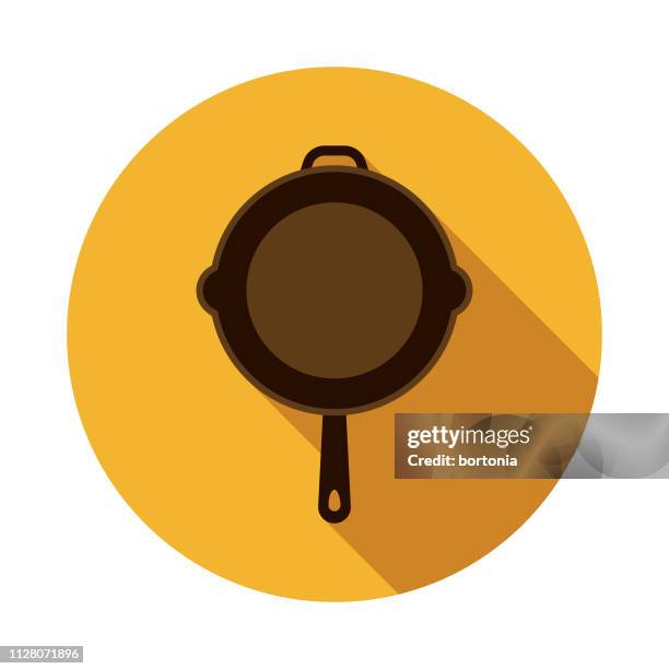 cast iron skillet camping icon - cast iron pot stock illustrations
