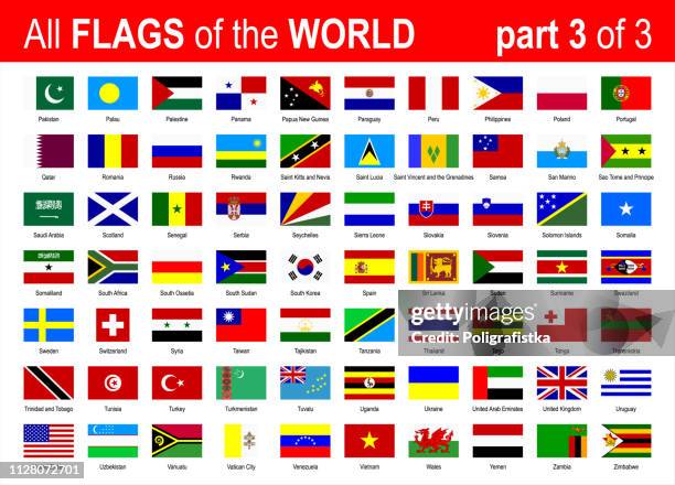 stockillustraties, clipart, cartoons en iconen met alle wereld nationale vlaggen icon set - alfabetisch - deel 3 van 3 - vectorillustratie - country geographic area