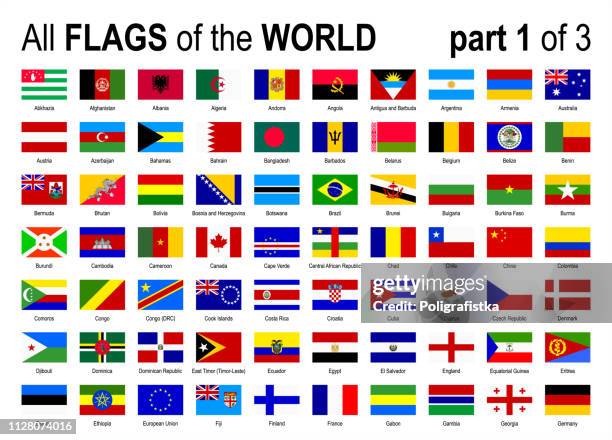 illustrations, cliparts, dessins animés et icônes de tous les monde national flags icon set - par ordre alphabétique - partie 1 de 3 - illustration vectorielle - ordre alphabétique
