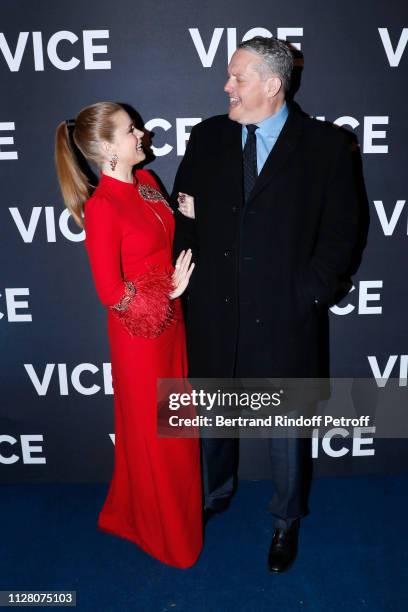 Actress of the movie Amy Adams and director of the movie Adam McKay attend the "Vice" Paris Premiere at Cinema Gaumont Opera on February 07, 2019 in...