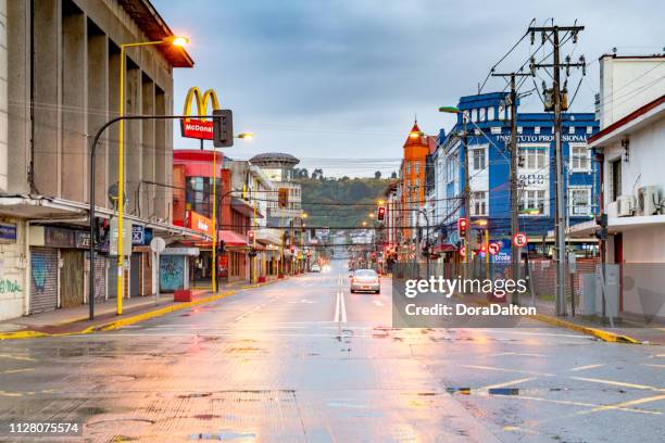 guillermo gallardo street view at puerto montt - osorno volcano stock pictures, royalty-free photos & images