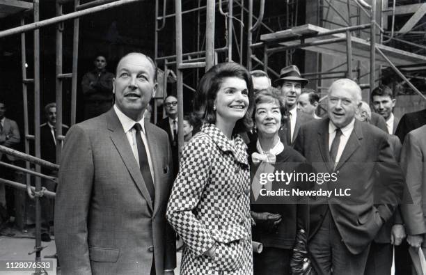 John Baur, associate director of the Whitney Museum of American Art , stands with Jacqueline Kennedy, Flora Whitney Miller and Marcel Breuer, the...