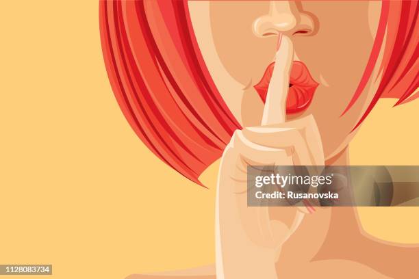shhh! beautiful woman on colour background. - shhh stock illustrations