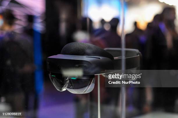 HoloLens 2, a AR headset designed by Microsoft, exhibited during the Mobile World Congress, on February 28, 2019 in Barcelona, Spain.