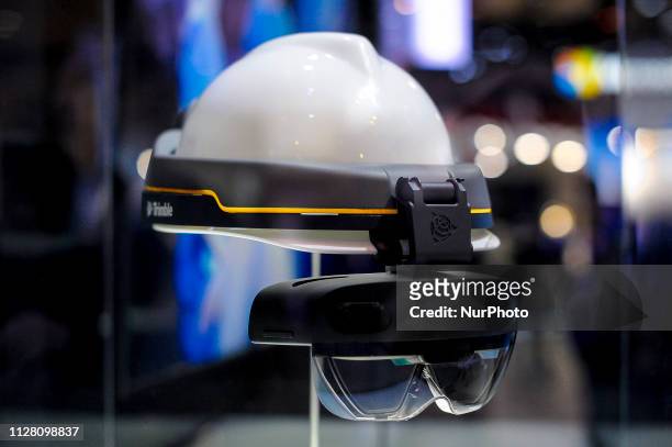 HoloLens 2, a AR headset designed by Microsoft, exhibited during the Mobile World Congress, on February 28, 2019 in Barcelona, Spain.