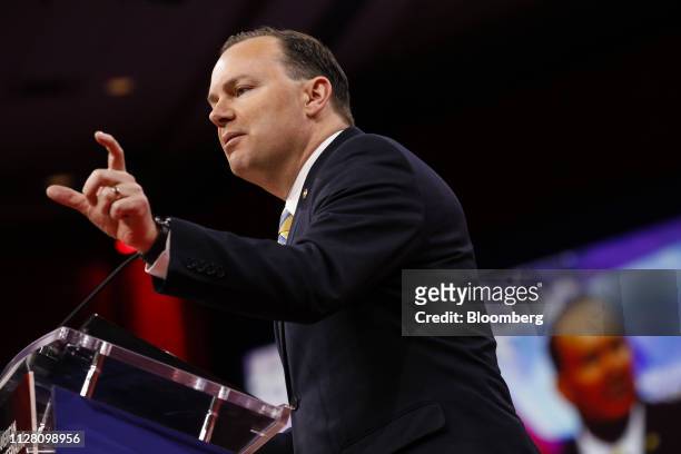 Senator Mike Lee, a Republican from Utah, speaks during the Conservative Political Action Conference in National Harbor, Maryland, U.S., on Thursday,...