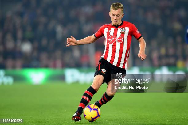 Southampton midfielder James Ward-Prowse during the Premier League match between Southampton and Fulham at St Mary's Stadium, Southampton on...