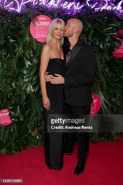 Stefanie Neureuter, Beauty Director Glamour, and Constantin Herrmann at the Glammy Award on February 07, 2019 in Munich, Germany.