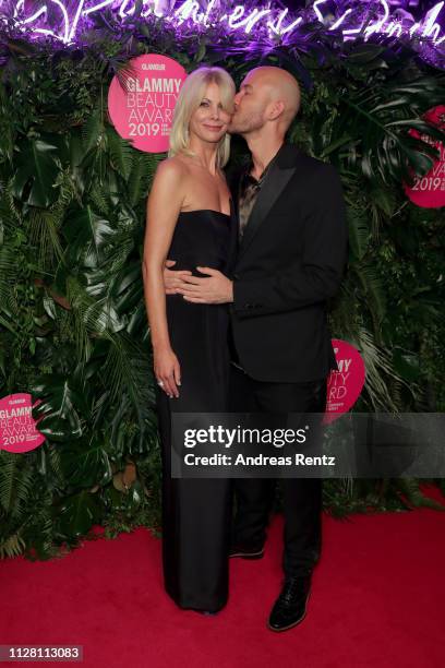 Stefanie Neureuter, Beauty Director Glamour, and Constantin Herrmann at the Glammy Award on February 07, 2019 in Munich, Germany.