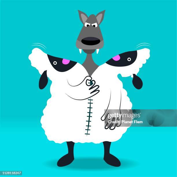 wolf in a sheep costume - wolf stock illustrations