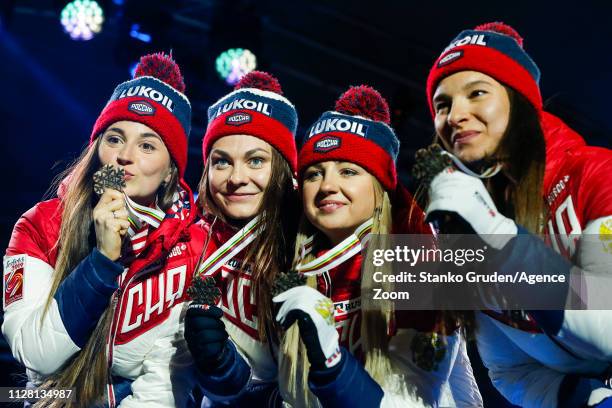 Yulia Belorukova of Russia takes 3rd place, Anastasia Sedova of Russia takes 3rd place, Anna Nechaevskaya of Russia takes 3rd place, Natalia...