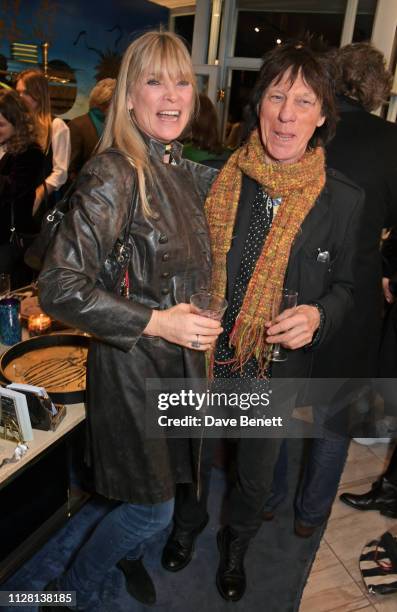 Deborah Leng and Jeff Beck attend the Bell Hutley Homeware Collection launch at Baar & Bass on February 28, 2019 in London, England.