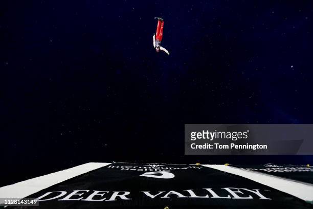 Noe Roth of Switzerland takes a run during training for the Mixed Team Aerials at the FIS Freestyle Ski World Championships on February 07, 2019 at...