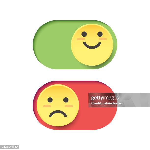 ilustraciones, imágenes clip art, dibujos animados e iconos de stock de emoticonos en un interruptor - sadness