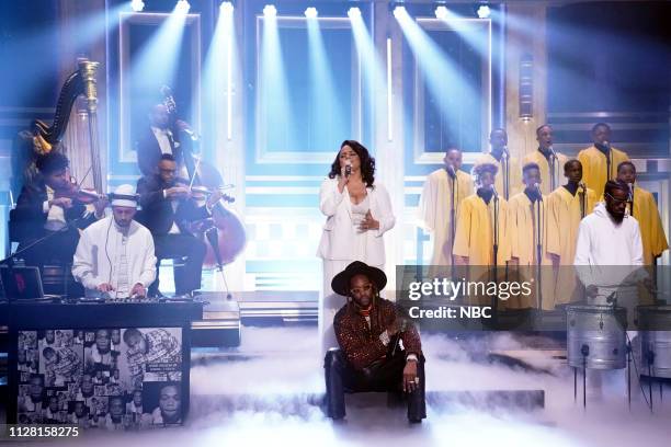 Episode 1025 -- Pictured: Musical guest 2 Chainz featuring Marsha Ambrosius performs on February 28, 2019 --