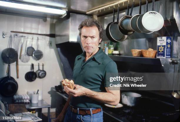 American movie actor and director Clint Eastwood poses for a portrait at his restaurant in Pebble Beach, Carmel, California.