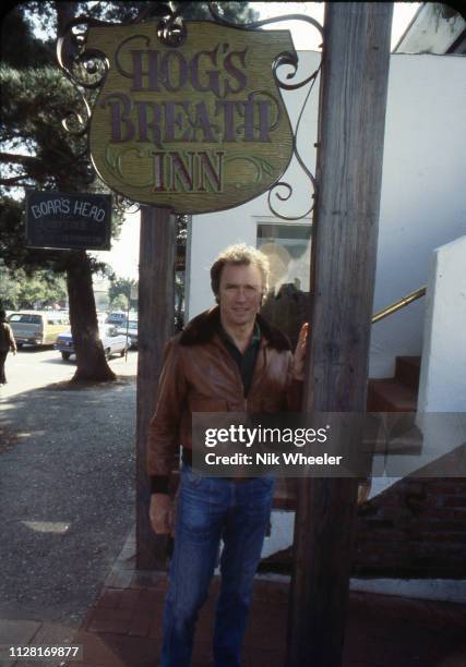 American movie actor and director Clint Eastwood poses for a portrait at his restaurant in Pebble Beach, Carmel, California.