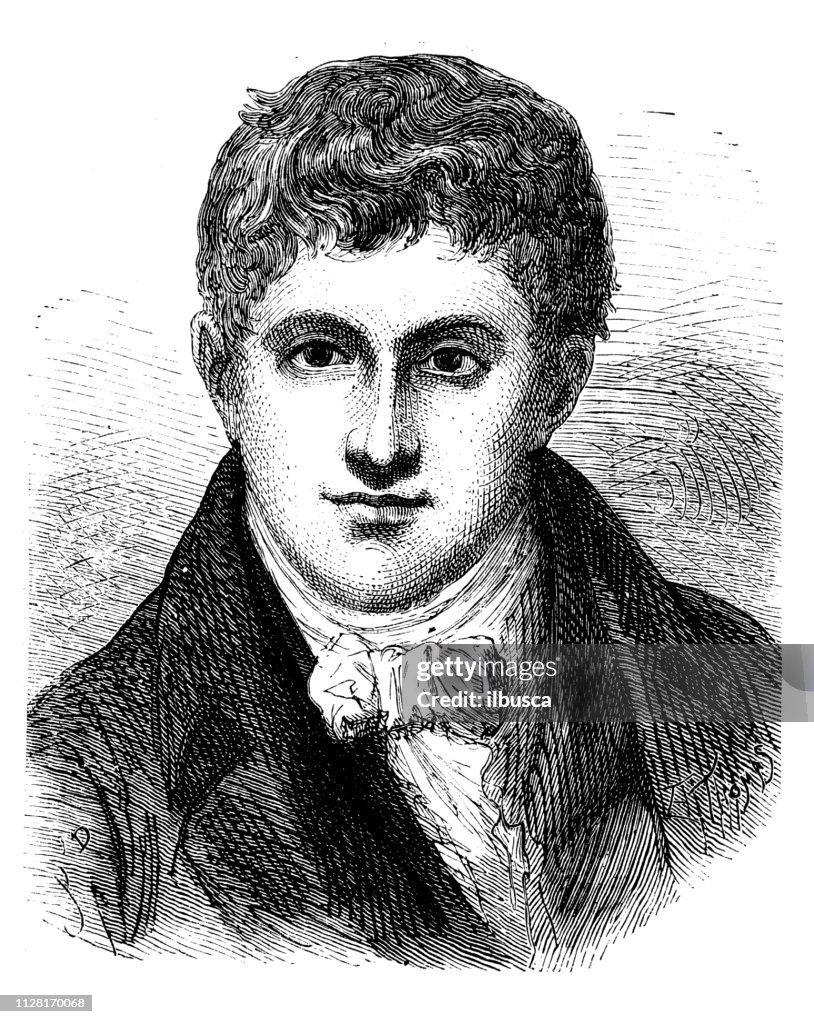 Antique illustration of scientist: Humphry Davy