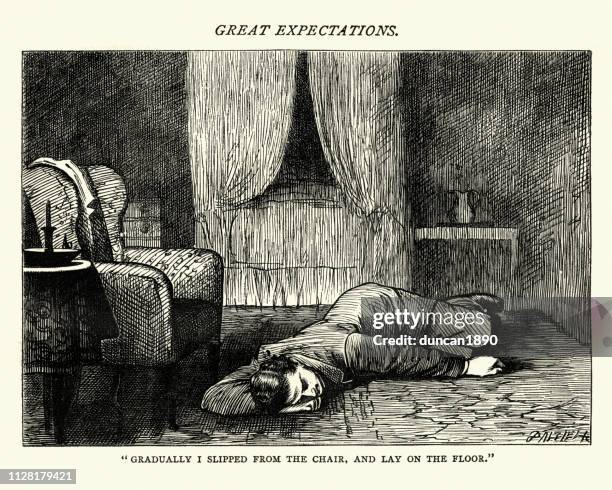 dickens, great expectations, and lay on the floor - charles dickens stock illustrations