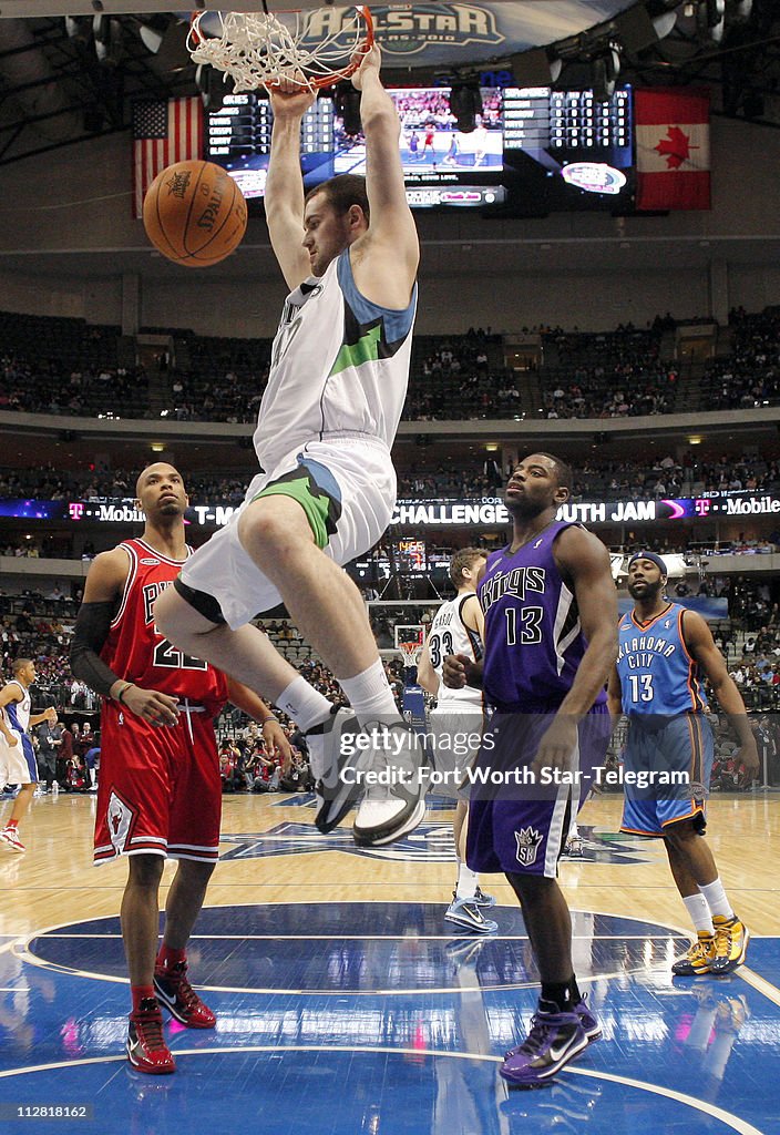 Minnesota Timberwolves Rookie The Minnesota Timberwolves' Kevin Love dunks during the NBA All-Star ...