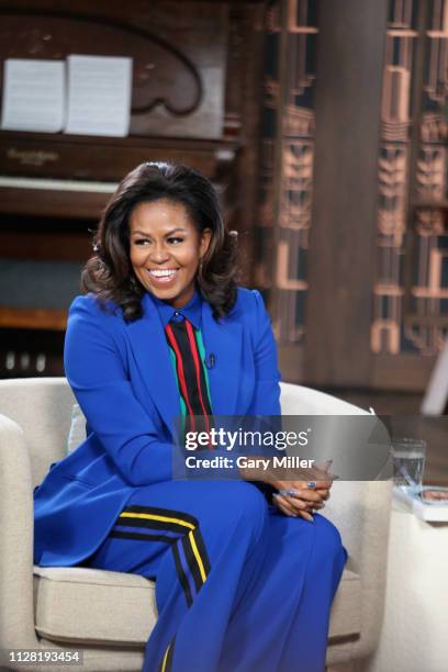 Michelle Obama visits BookTube at YouTube Space Austin on February 28, 2019 in Austin, Texas.