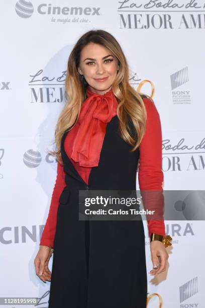 Aracely Arámbula poses for photos during the 'La Boda de Mi Mejor Amigo' red carpet at Cinemex Antara Polanco on February 7, 2019 in Mexico City,...