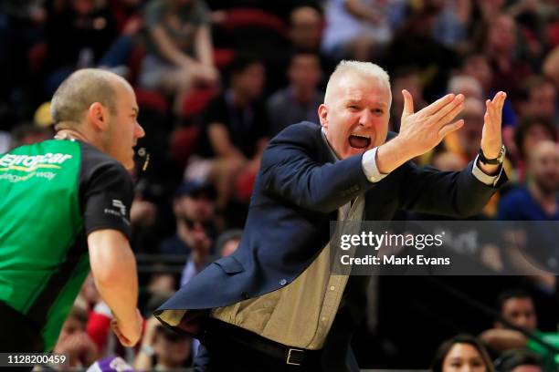 Kings Coach Andrew Gaze reacts during the round 17 NBL match between the Sydney Kings and Melbourne United at Qudos Bank Arena on February 08, 2019...