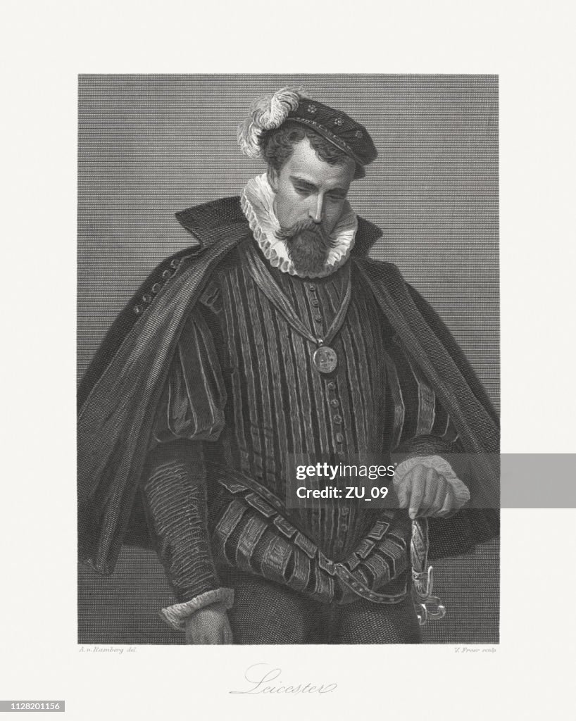 Robert Dudley, 1st Earl of Leicester (1532-1588), steel engraving, 1859