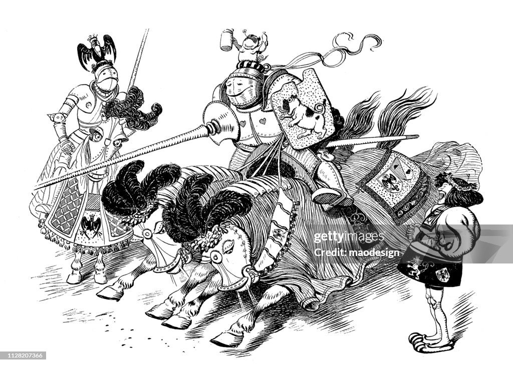 Knight Riding Two Horses Knight Riding Two Horses At The Same Time 1896 High-Res Vector Graphic ...