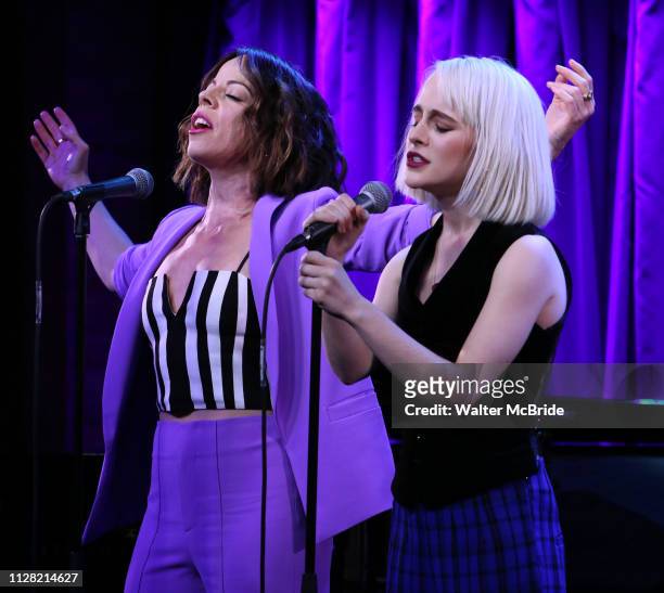 Leslie Kritzer and Sophia Anne Caruso during Broadway's 'Beetlejuice' - First Look Presentation at Subculture on February 28, 2019 in New York City.