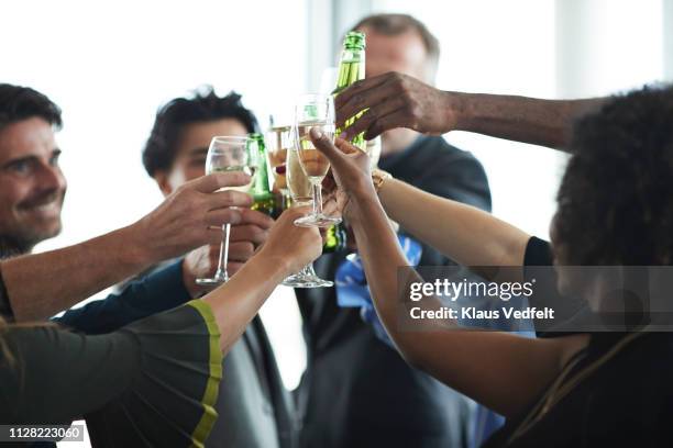 corporate co-workers having drinks after meeting - social gathering stock pictures, royalty-free photos & images