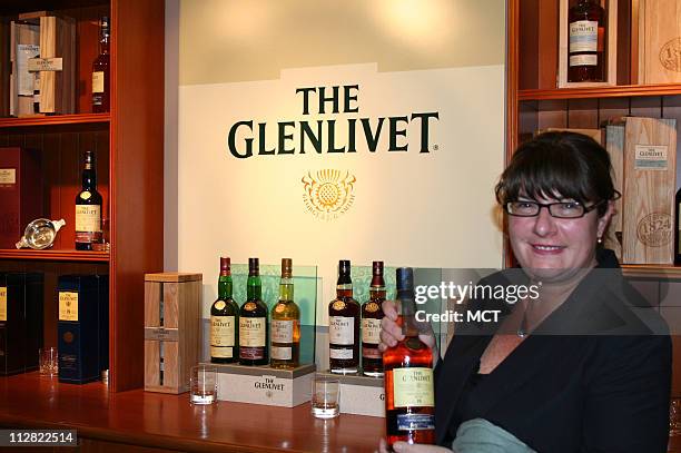 Glenlivet, owned by the Chivas Brothers and as shown by lass Shawn Kelley at the distillery, is among the most treasured of all Highlands whiskies.