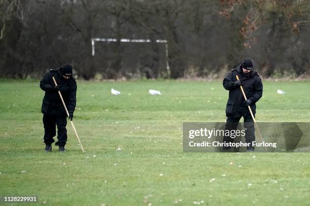 Police search Oak Road Park in Hull near to the home of missing 21-year-old student Libby Squire on February 08, 2019 in Hull, England. Libby Squire...