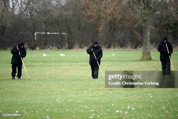 Police search Oak Road Park in Hull near to the home of missing 21-year-old student Libby Squire on February 08, 2019 in Hull, England. Libby Squire...