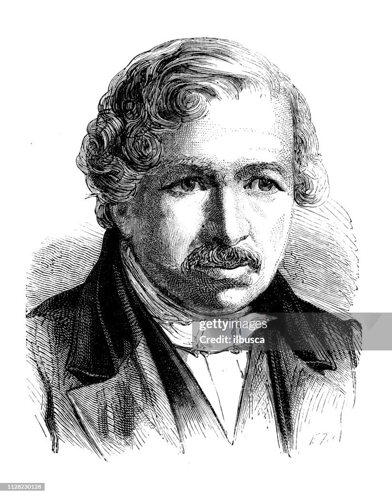 Ilustração de cientista da antiguidade: Louis Daguerre