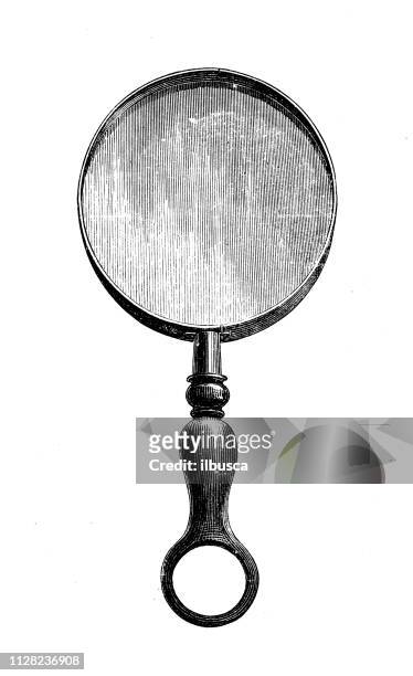 antique illustration of scientific discoveries, photography: magnifying glass - magnifying glass stock illustrations