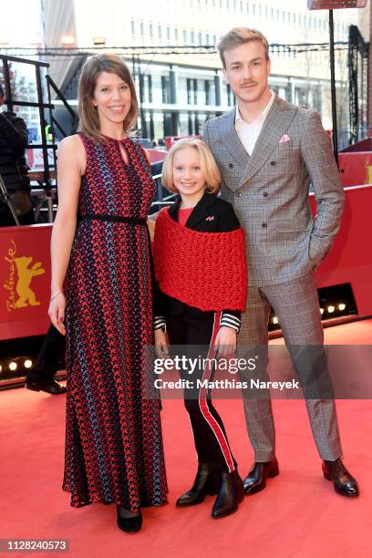 Nora Fingscheidt, Helena Zengel and Albrecht Schuch attend the "System Crasher" premiere during the 69th Berlinale International Film Festival Berlin...